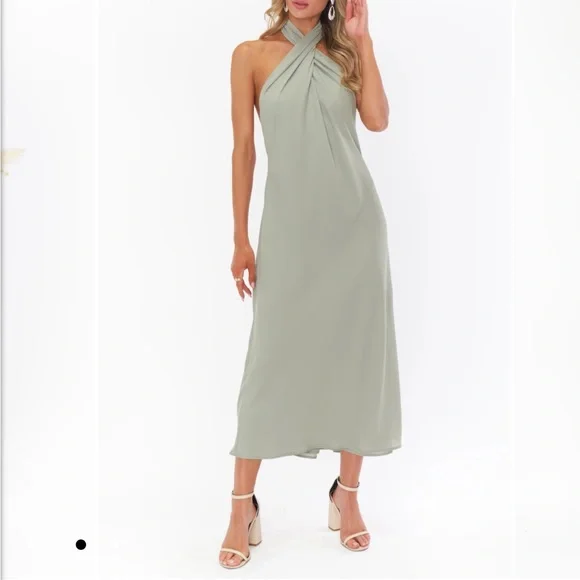 Show Me Your MuMu Jasmine Halter Midi Dress - Picture 1 of 3